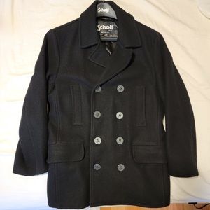 Schott NYC 100% Wool Men’s Black Peacoat. Size L. Near Perfect Condition.